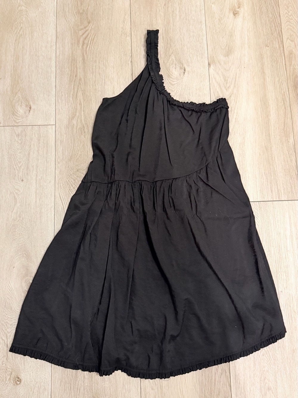 Anthropologie Black One-Shoulder Tiered Dress - Picture 2 of 4